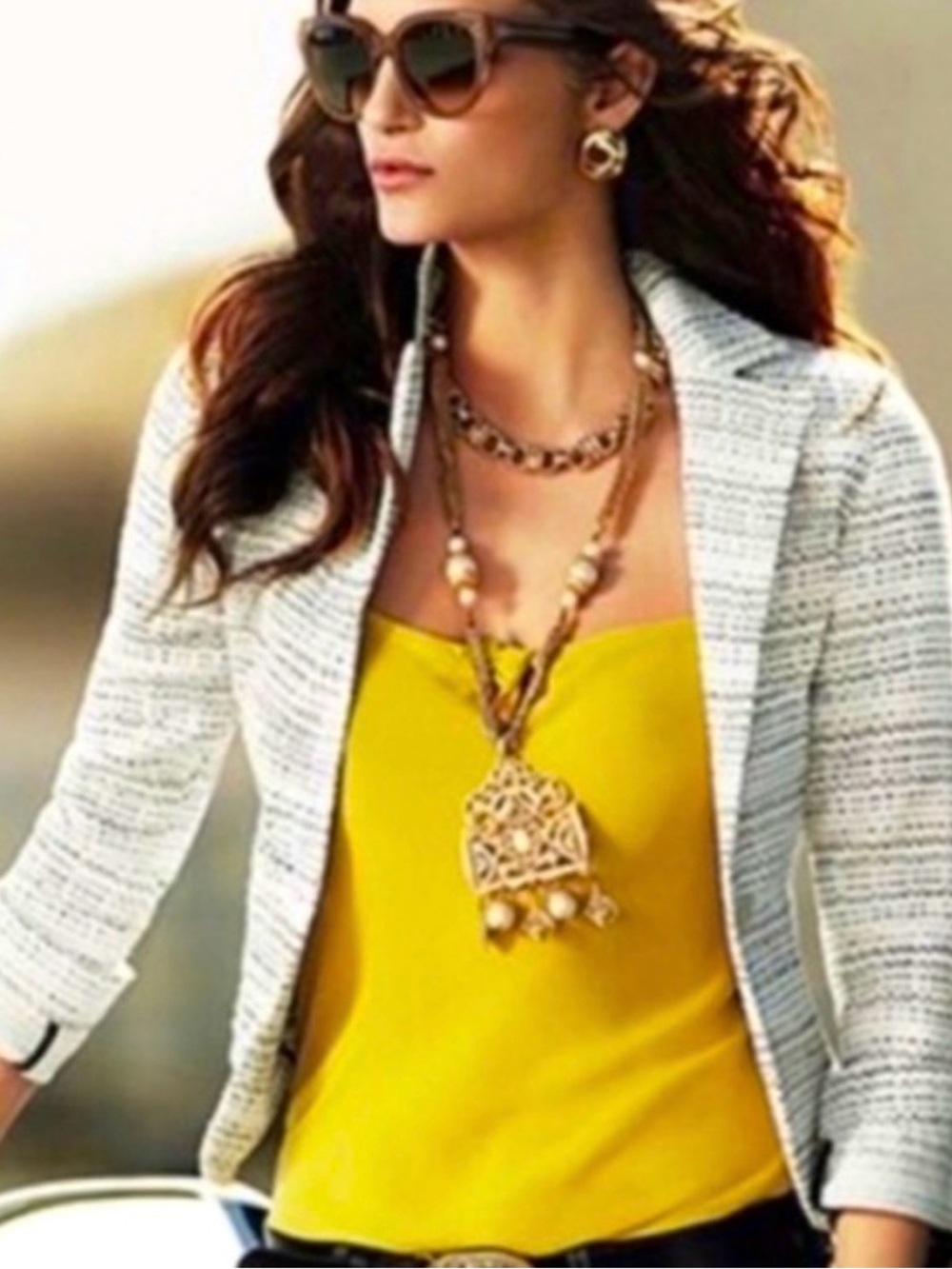 CAbi Static Tweed Blazer #505  Collared Jacket